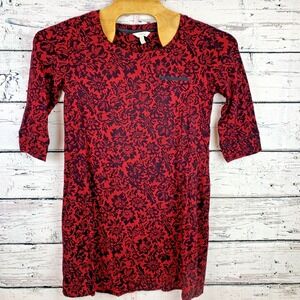 Soma Red Black & Gray‎ Short Casual Dress [Size Large] 3/4 Sleeves Round Neck